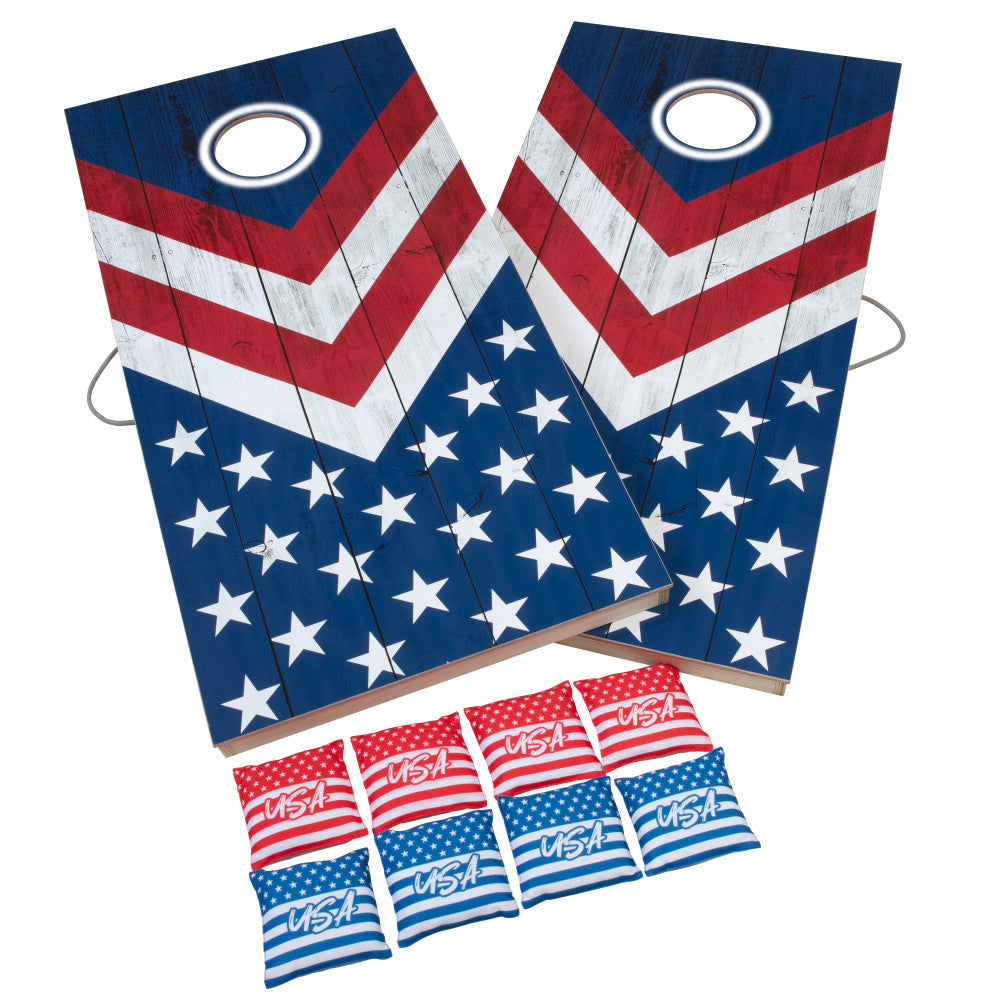 Patriotic LED 2x4 All-Wood Cornhole Set | Escalade Sports